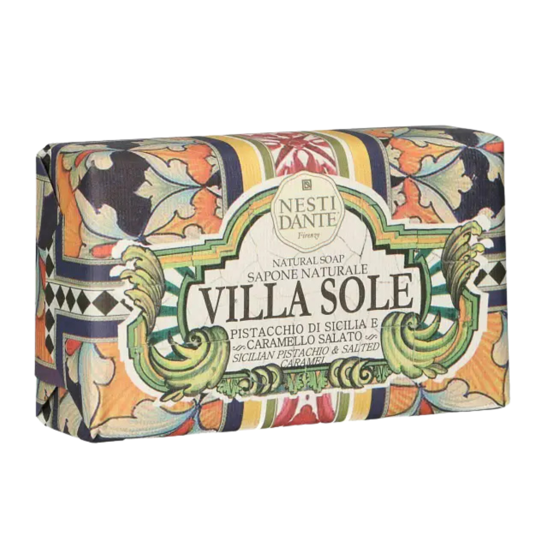 סבון מוצק טבעי VILLA SOLE פיסטוק סיציליאני וקרמל מלוח