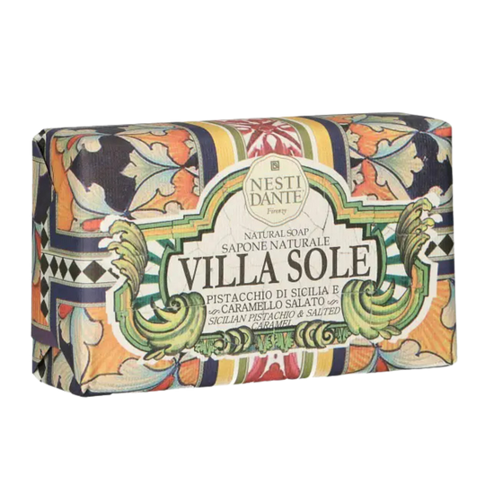 סבון מוצק טבעי VILLA SOLE פיסטוק סיציליאני וקרמל מלוח